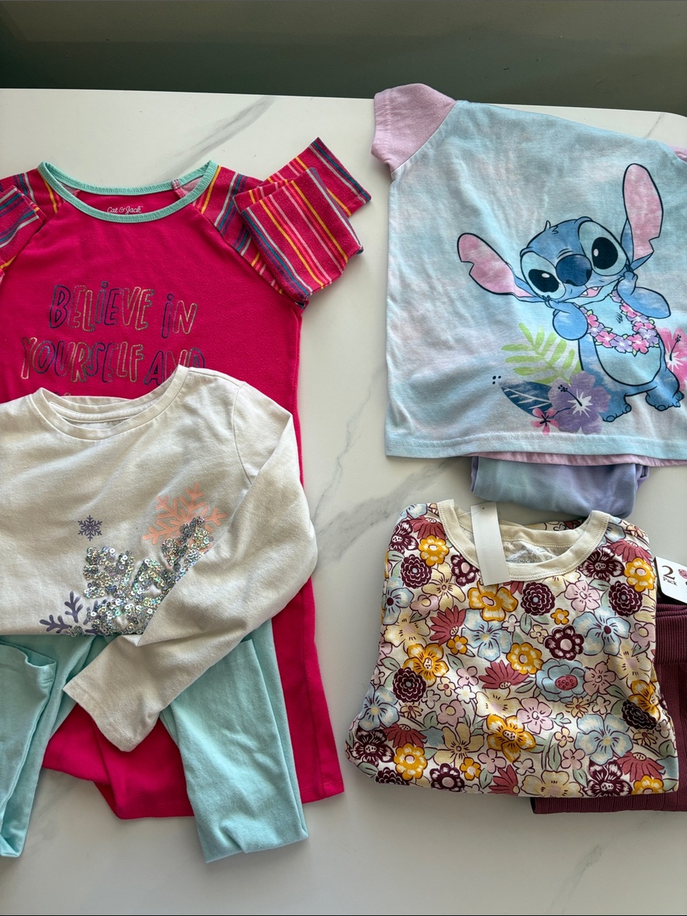 Disney Kids Pajama PJ sets in Light Blue, Hot Pink, Cream & Floral Print sz 6x-8